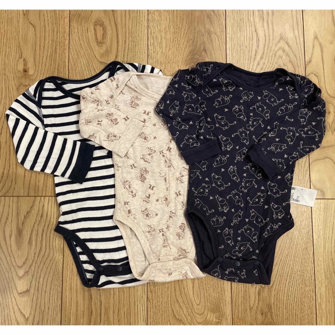 UNIQLO(ユニクロ)の【まとめ売り】ユニクロ ボディスーツ 長袖 ムーミン 3枚セット 80 キッズ/ベビー/マタニティのベビー服(~85cm)(肌着/下着)の商品写真