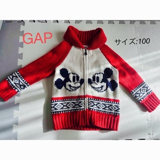 ベビーギャップ(babyGAP)の【美品】Gap × Disney ミッキーマウス　カウチンニット風カーディガン(カーディガン)