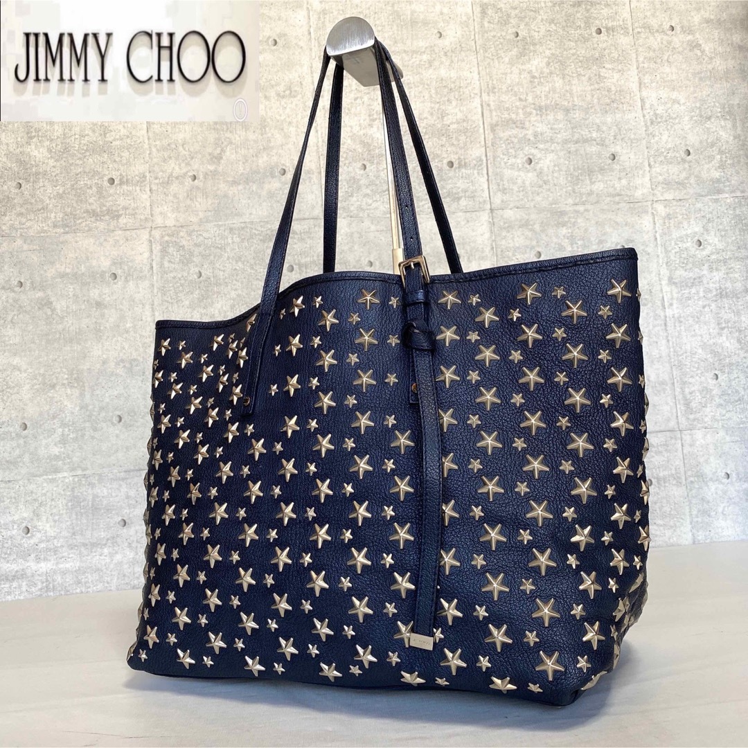 JIMMY CHOO - 【JIMMY CHOO】SASHA/M ネイビー スタースタッズ トート ...