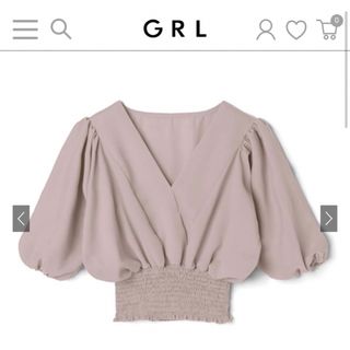 グレイル(GRL)のGRL Vネックウエストシャーリングトップス at1264 グレイル ピンク 桃(シャツ/ブラウス(半袖/袖なし))