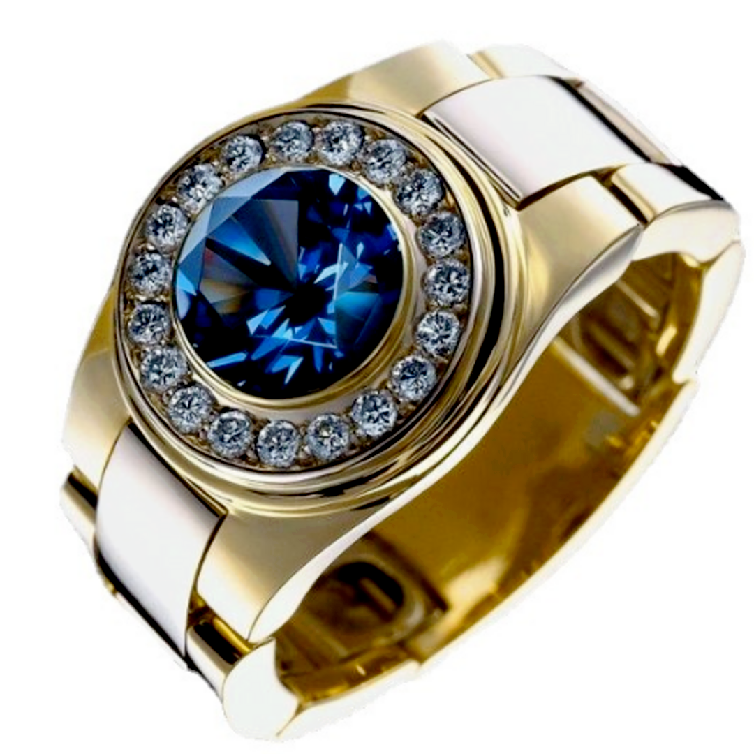 【A002】リング　メンズ　指輪　ゴールド　ブルー　青　ジルコン　20号 メンズのアクセサリー(リング(指輪))の商品写真