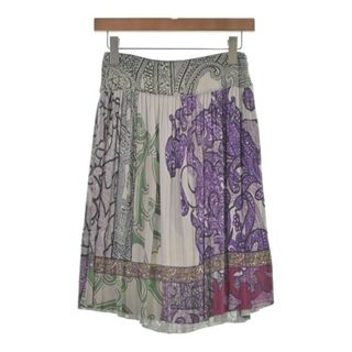 エトロ(ETRO)のETRO エトロ ひざ丈スカート 38(S位) ベージュx紫x緑系等(総柄) 【古着】【中古】(ひざ丈スカート)