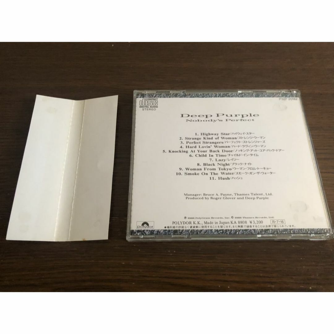 「ノーバディーズ・パーフェクト」ディープ・パープル 日本盤 旧規格 帯付属 エンタメ/ホビーのCD(ポップス/ロック(洋楽))の商品写真
