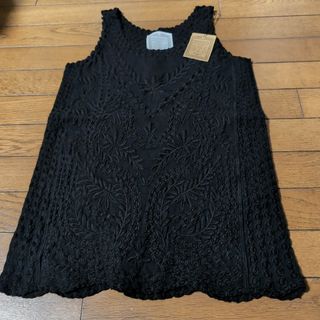 ビアズリー(BEARDSLEY)の19800円 今季新品 ビアズリー 上質 総刺繍 レース カットソー黒ブラック(カットソー(半袖/袖なし))