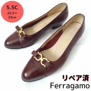 サルヴァトーレ フェラガモ Salvatore Ferragamo パンプス スウェードレザー ヒール シューズ 靴 レディース 6 1/2D(24cm相当) パープル