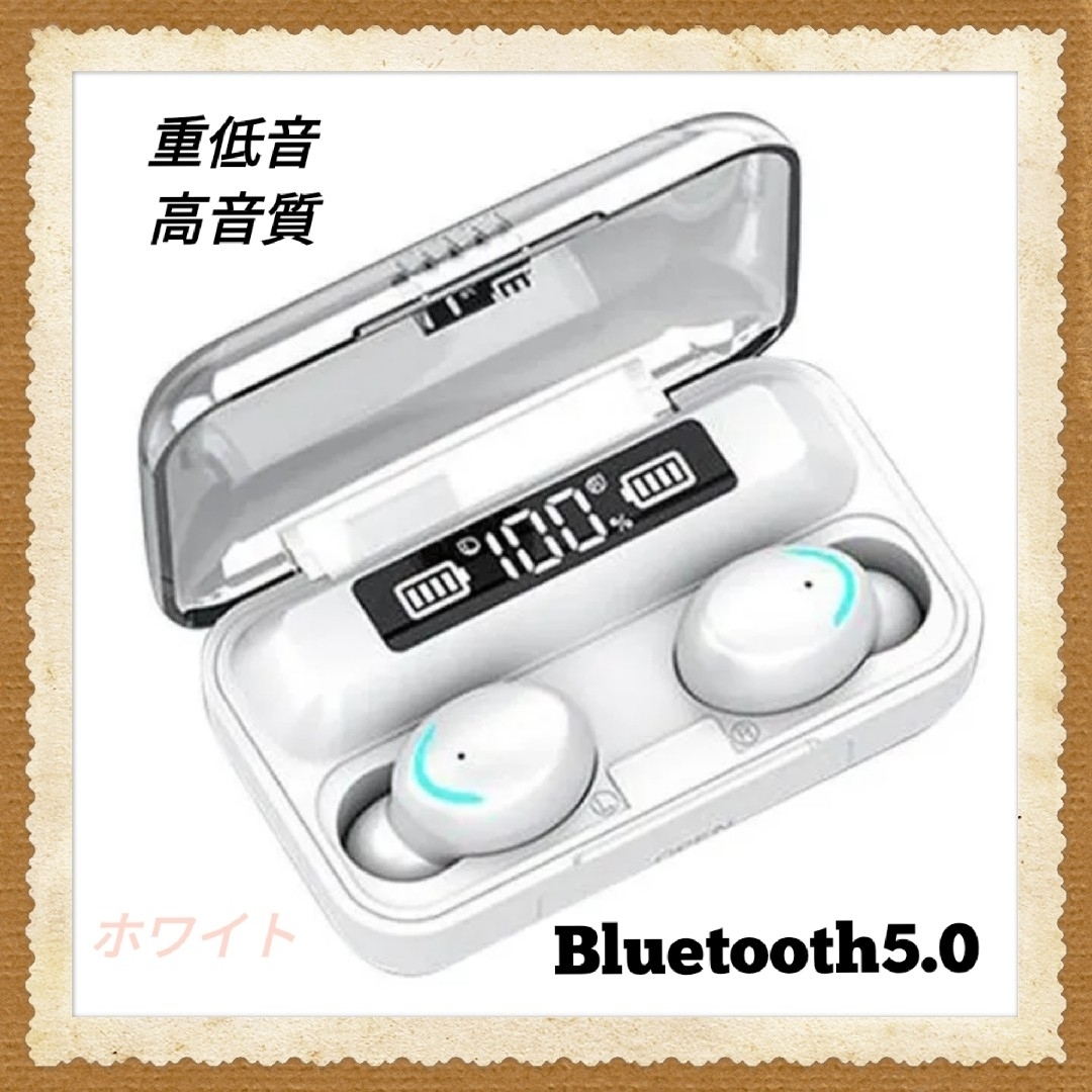 最新モデル ワイヤレス イヤホン ホワイト Bluetooth 無線 新品 高級 スマホ/家電/カメラのオーディオ機器(ヘッドフォン/イヤフォン)の商品写真