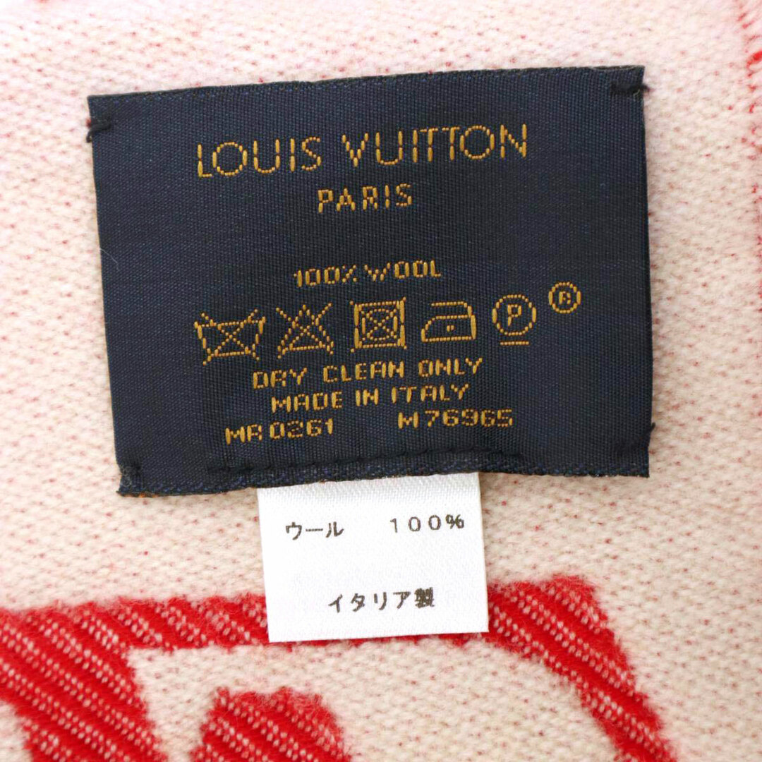 LOUIS VUITTON(ルイヴィトン)のルイヴィトン モノグラム エシャルプ シンプリー ウール マフラー M76965 ユニセックス レッド クリーム LOUIS VUITTON 【中古】 【アパレル・小物】 ハンドメイドのファッション小物(マフラー/ストール)の商品写真