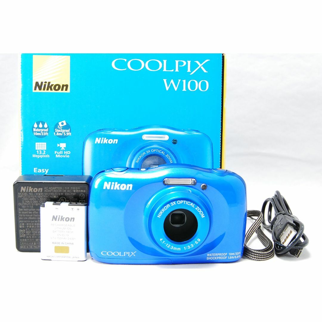 Nikon COOLPIX W100 ブルー コンパクトデジタルカメラ 防水のサムネイル