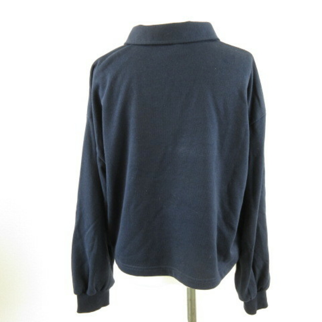 GU(ジーユー)のジーユー GU ELLE スウェットポロシャツ 長袖 刺繍 紺 L レディースのトップス(ポロシャツ)の商品写真