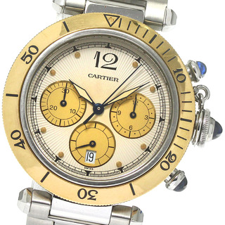 カルティエ(Cartier)の訳あり カルティエ CARTIER W3101155 パシャ クロノグラフ YGベゼル クォーツ メンズ 保証書付き_760407(腕時計(アナログ))
