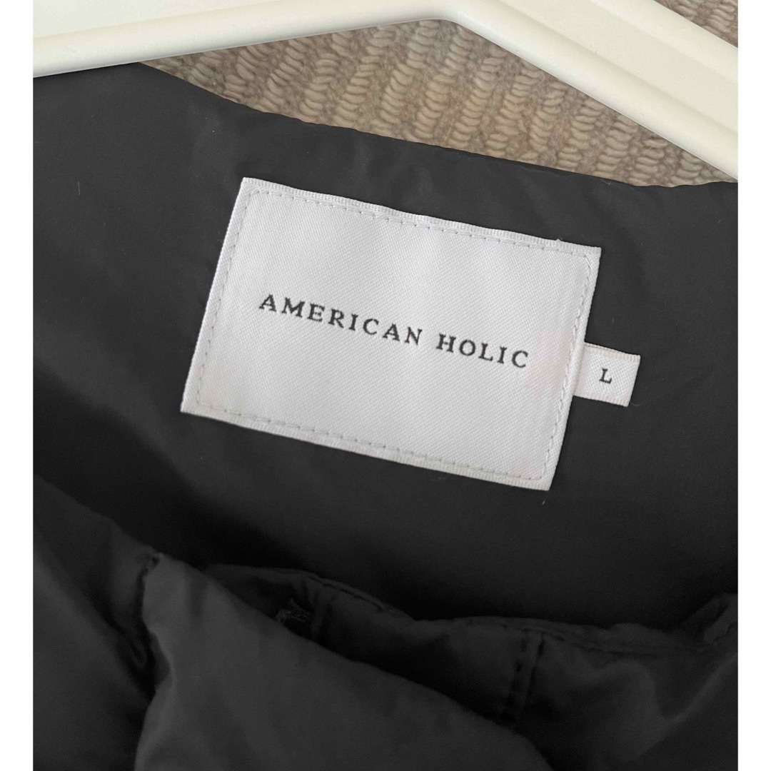 AMERICAN HOLIC(アメリカンホリック)のAMERICAN HOLIC マフラー付き中綿コート L ブラック レディースのジャケット/アウター(ダウンジャケット)の商品写真