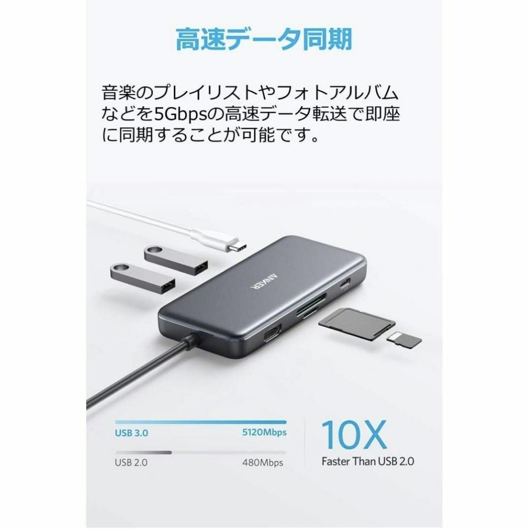 Anker(アンカー)のANKER A8346 Anker PowerExpand+ 7-in-1 スマホ/家電/カメラのPC/タブレット(PC周辺機器)の商品写真