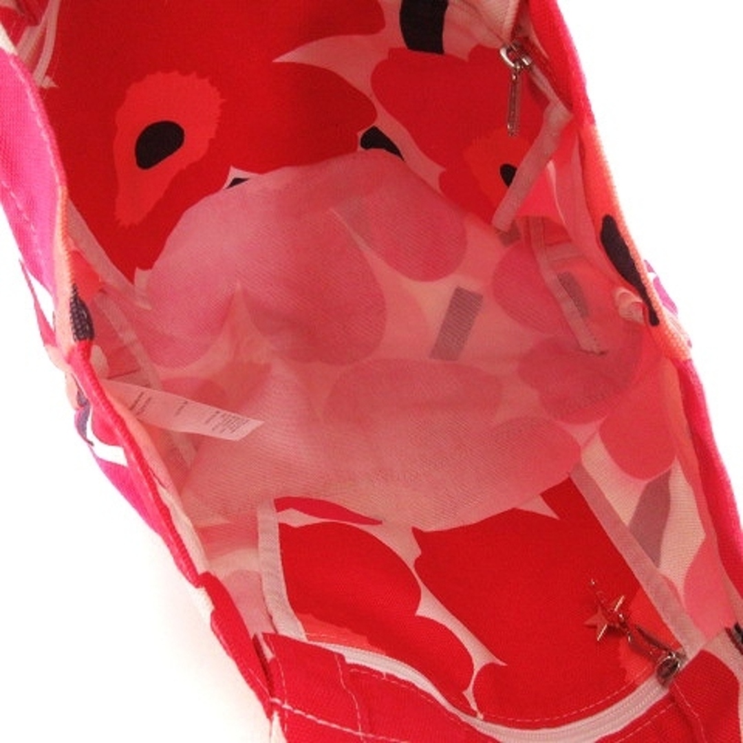 marimekko(マリメッコ)のマリメッコトートバッグ キャンバス ロゴ コットン 花柄 赤 レッド ピンク 白 レディースのバッグ(トートバッグ)の商品写真