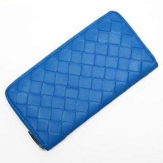 ボッテガヴェネタ(Bottega Veneta)のボッテガヴェネタ BOTTEGAVENETA ラウンドファスナー長財布 イントレチャート レザー ブルー ユニセックス 送料無料【中古】 g3923a(長財布)