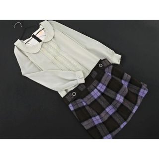 ミニマム(MINIMUM)のMINIMUM ミニマム レース チェック ドッキング ワンピース size2/グレーｘ紫ｘ茶 ◇■ レディース(ミニワンピース)