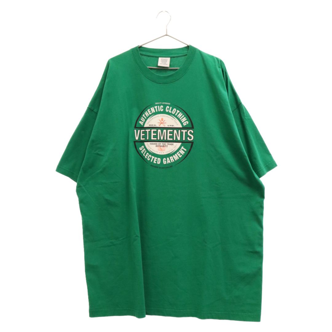 VETEMENTS ヴェトモン 20SS BEER BADGE S/S TEE SS20TR373 オーバーサイズ ビールバッジ 半袖Tシャツ  カットソー グリーン | フリマアプリ ラクマ