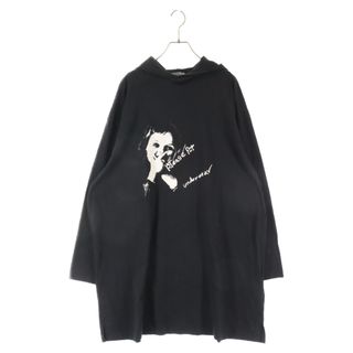 ヨウジヤマモト(Yohji Yamamoto)のYohji Yamamoto POUR HOMME ヨウジヤマモト プールオム 21AW PRINT BIG LONG SLEEVES HOODY HX-T73-078 プリント ビッグ ロングスリーブカットソー フーディ長袖Tシャツ ブラック(Tシャツ/カットソー(七分/長袖))