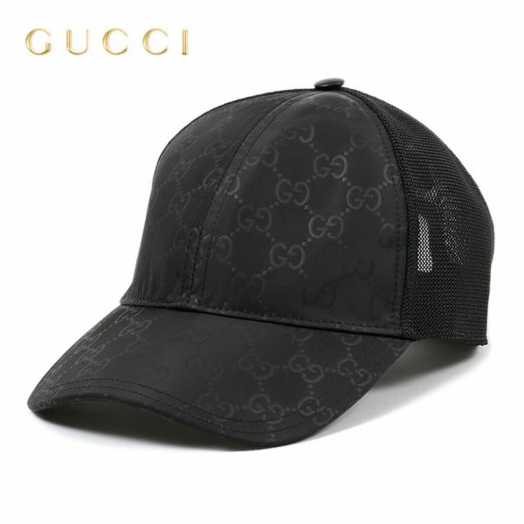 Gucci(グッチ)の送料無料 1 GUCCI グッチ ブラック GG ナイロン ベースボールキャップ メッシュキャップ 帽子 男女兼用 510950 4HD47 size XL メンズの帽子(キャップ)の商品写真