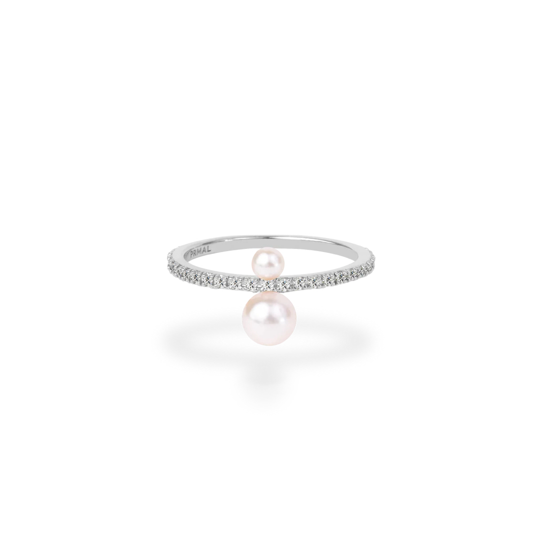 レディースPRMAL TWIN PEARL PAVE RING ツインパールパヴェリング