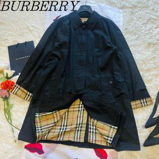 バーバリー(BURBERRY)の【良品】BURBERRY LONDON ステンカラーコート ノバチェックブラック(トレンチコート)