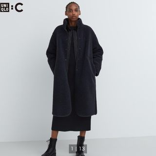 ユニクロ(UNIQLO)の新品　タグ付き UNIQLO C ユニクロ　 ボアフリーススタンドカラーコート(ロングコート)