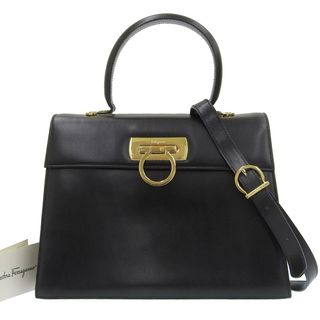 フェラガモ(Ferragamo)の【本物保証】 超美品 サルヴァトーレ フェラガモ SALVATORE FERRAGAMO ガンチーニ 2WAYバッグ レザー 黒 21 2181 400 フォーマル 冠婚葬祭(ハンドバッグ)