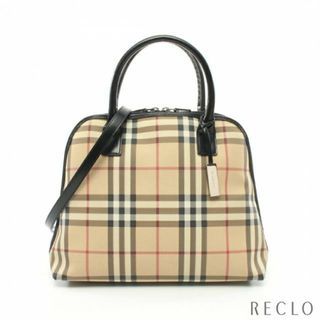 バーバリー(BURBERRY)のノバチェック ハンドバッグ PVC レザー ベージュ ブラック マルチカラー 2WAY(ハンドバッグ)