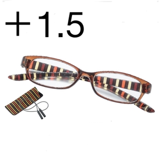 オシャレ　老眼鏡　＋1.5 軽量　シリコンコード　携帯ソフトケース付き　女性用(その他)