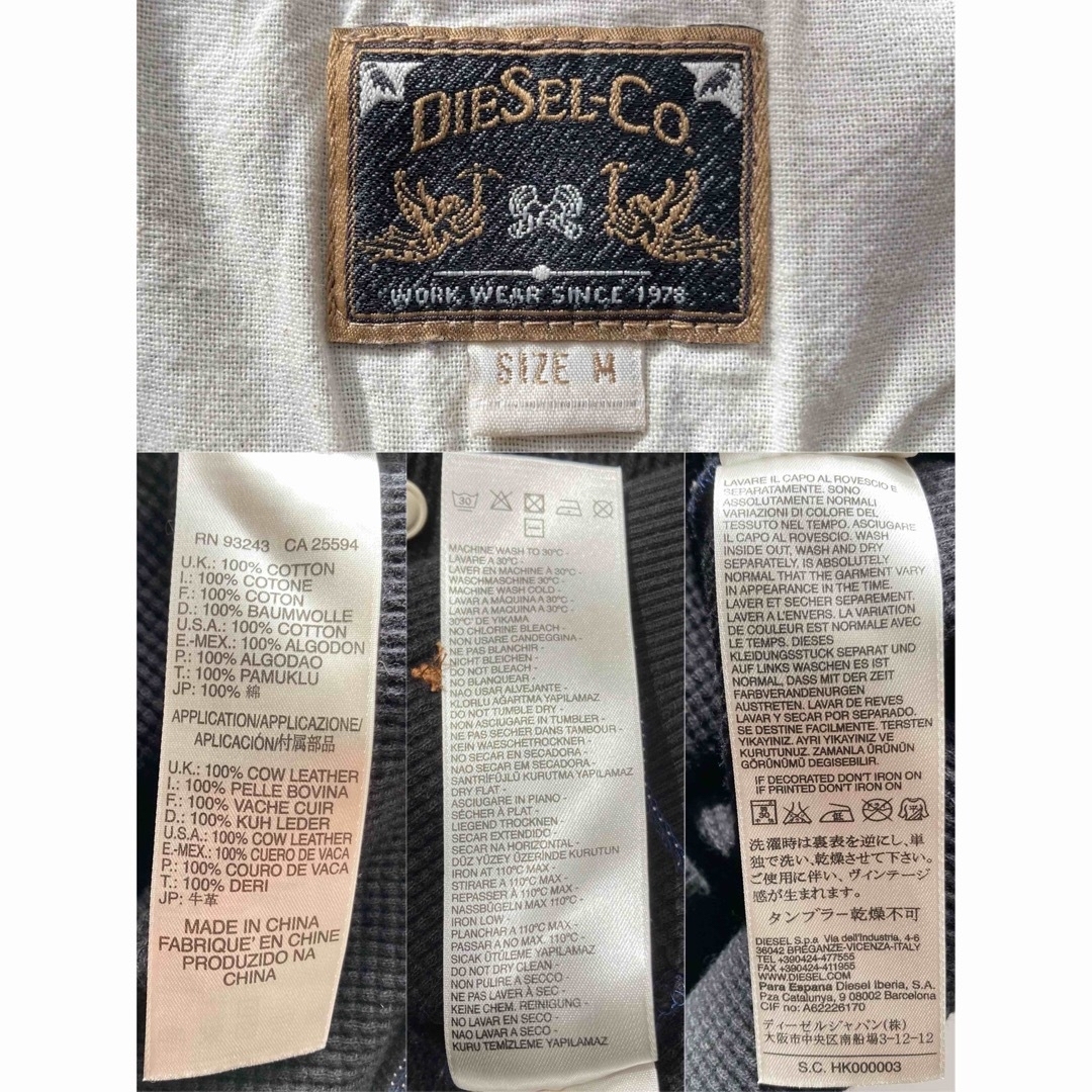 DIESEL(ディーゼル)のDIESEL　インサイドアウトサーマルヘンリーリブカットソー　白コン　黒　秋冬 メンズのトップス(Tシャツ/カットソー(七分/長袖))の商品写真