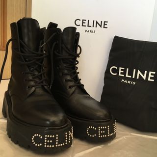 celine - 即購入可 CELINE バルキー レースアップブーツ トリオンフ