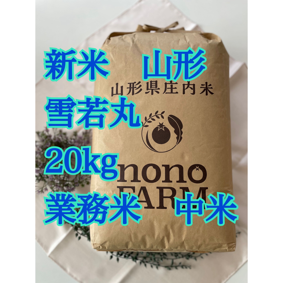 雪若丸　20kg 中米　業務米　令和5年 山形　特別栽培米食品/飲料/酒