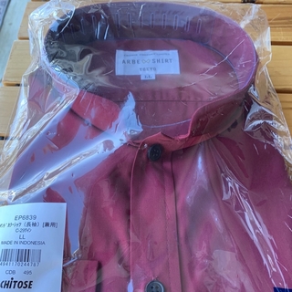 burgundy stand collar shirt (シャツ)