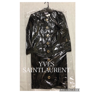 イヴサンローラン(Yves Saint Laurent)のクリーニング済　美品　イヴサンローラン　金ボタン　ニットロングカーディガン　M(ニットコート)