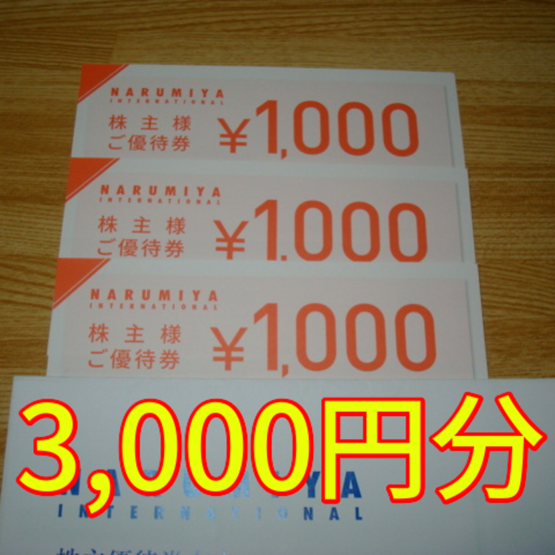 NARUMIYA(ナルミヤ)のナルミヤ 株主優待 3000円分 チケットの優待券/割引券(ショッピング)の商品写真