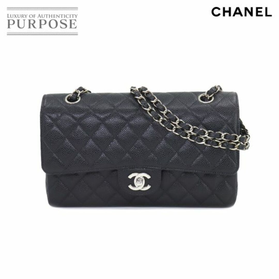 ブラック金具未使用 展示品 シャネル CHANEL マトラッセ 25 チェーン ショルダー バッグ キャビアスキン ブラック A01112 シルバー 金具 VLP 90216701