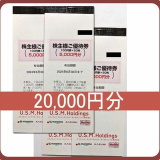 (20000円分) USMH ユナイテッドスーパー 株主優待券 ～2024.6(ショッピング)