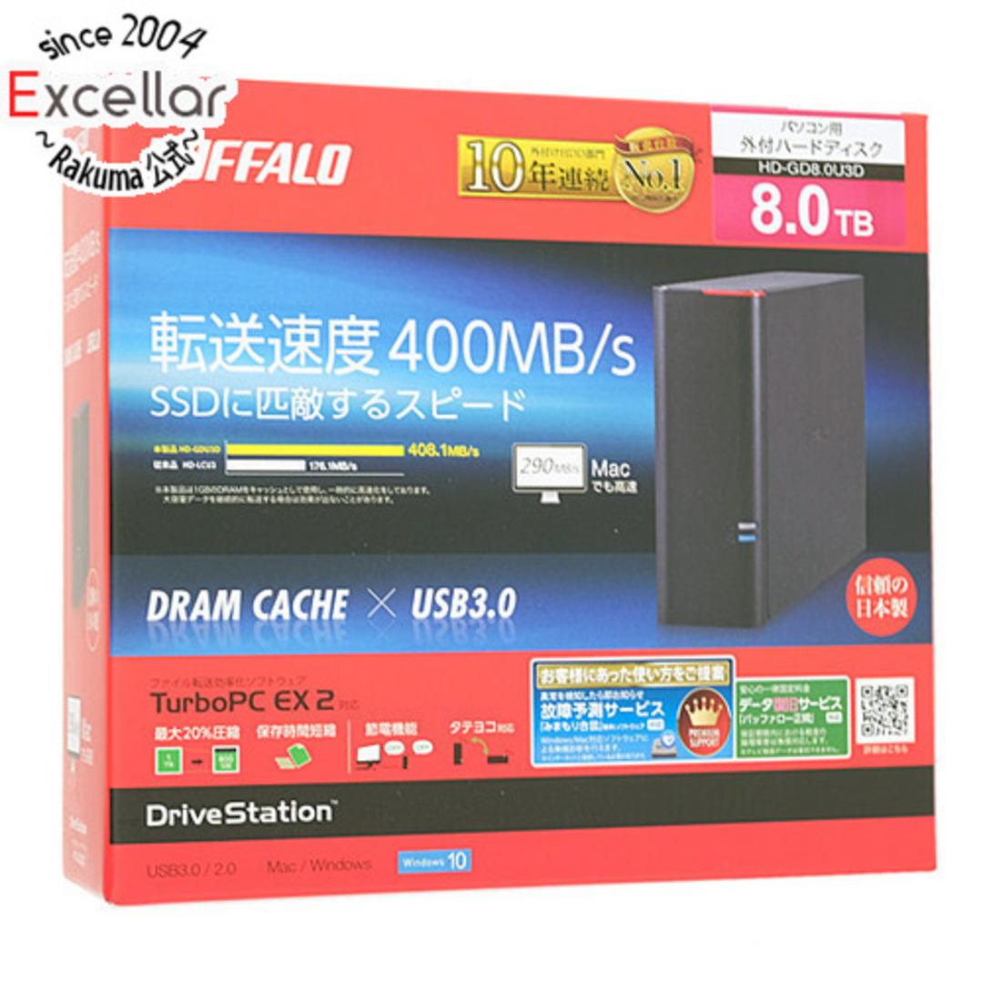 BUFFALO 外付HDD　DriveStation HD-GD8.0U3D　8.0TB型番