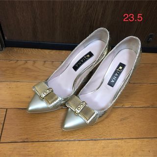 ダイアナ(DIANA)の再値下げ！DIANA パンプス ゴールド リボン 23.5センチ(ハイヒール/パンプス)