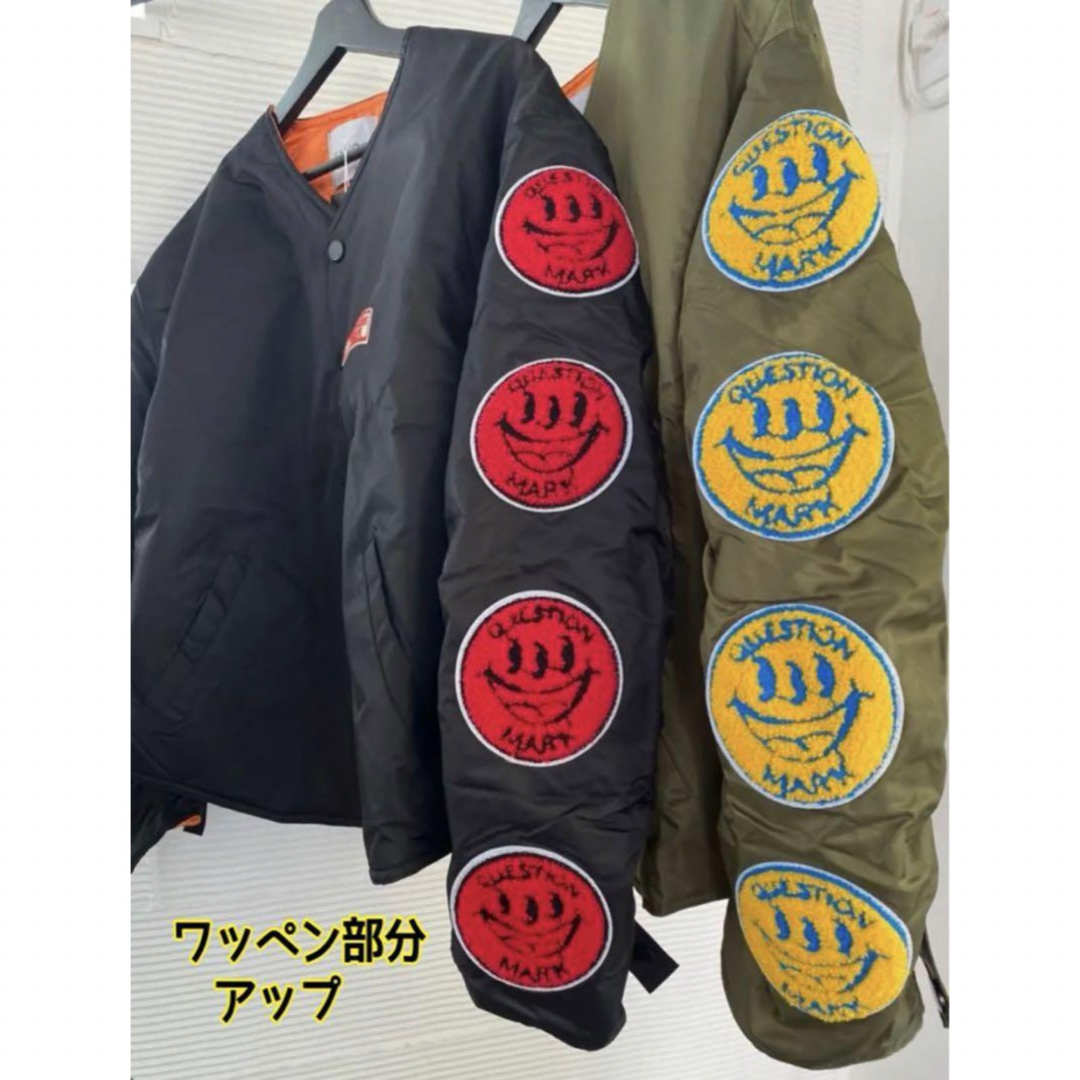 新品 袖ワッペンナイロンブルゾン アウター MA-1 中綿ブルゾン 黒 メンズのジャケット/アウター(ブルゾン)の商品写真