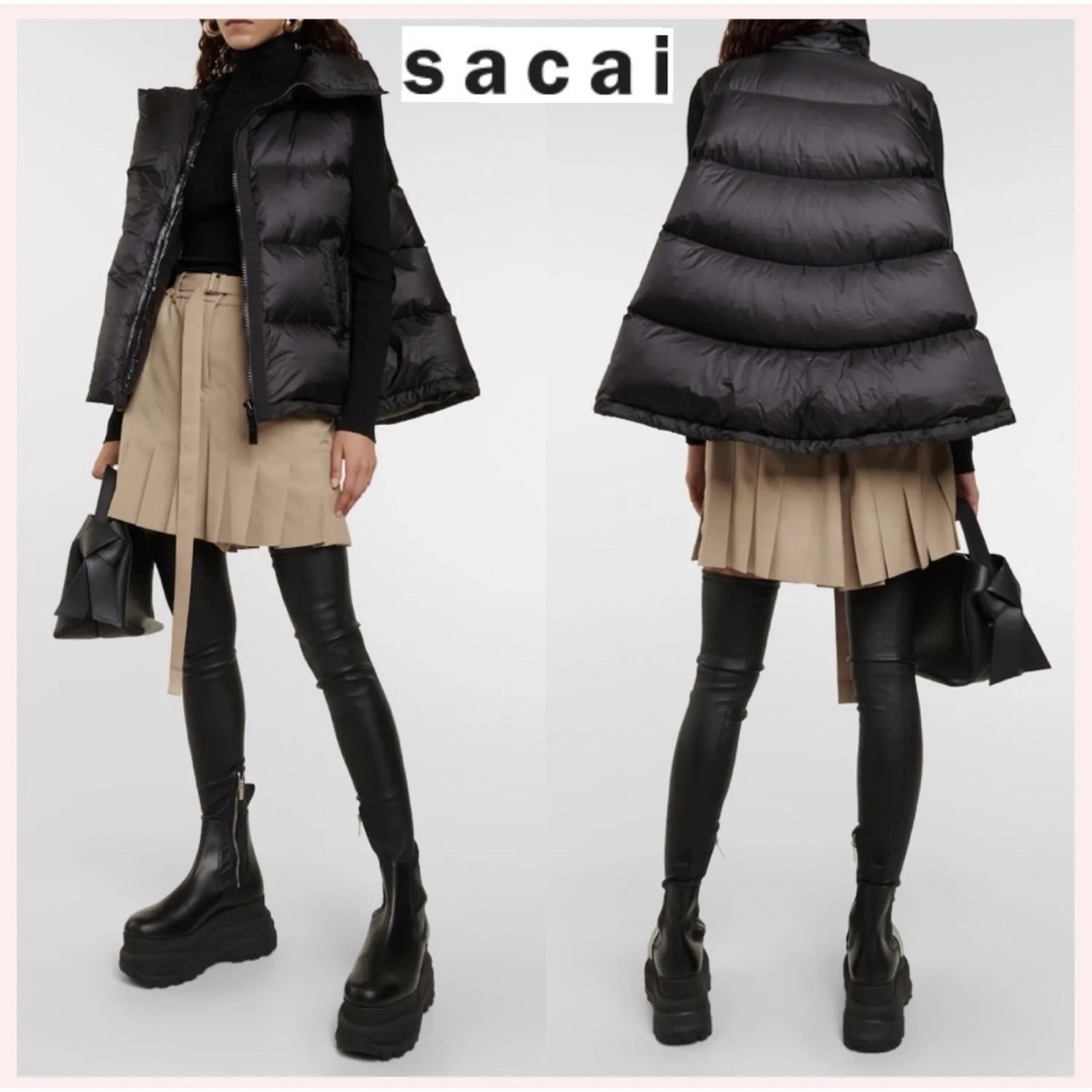 美品very掲載 矢田亜希子私服 sacai サカイ ダウンベスト 1 カーキレディース