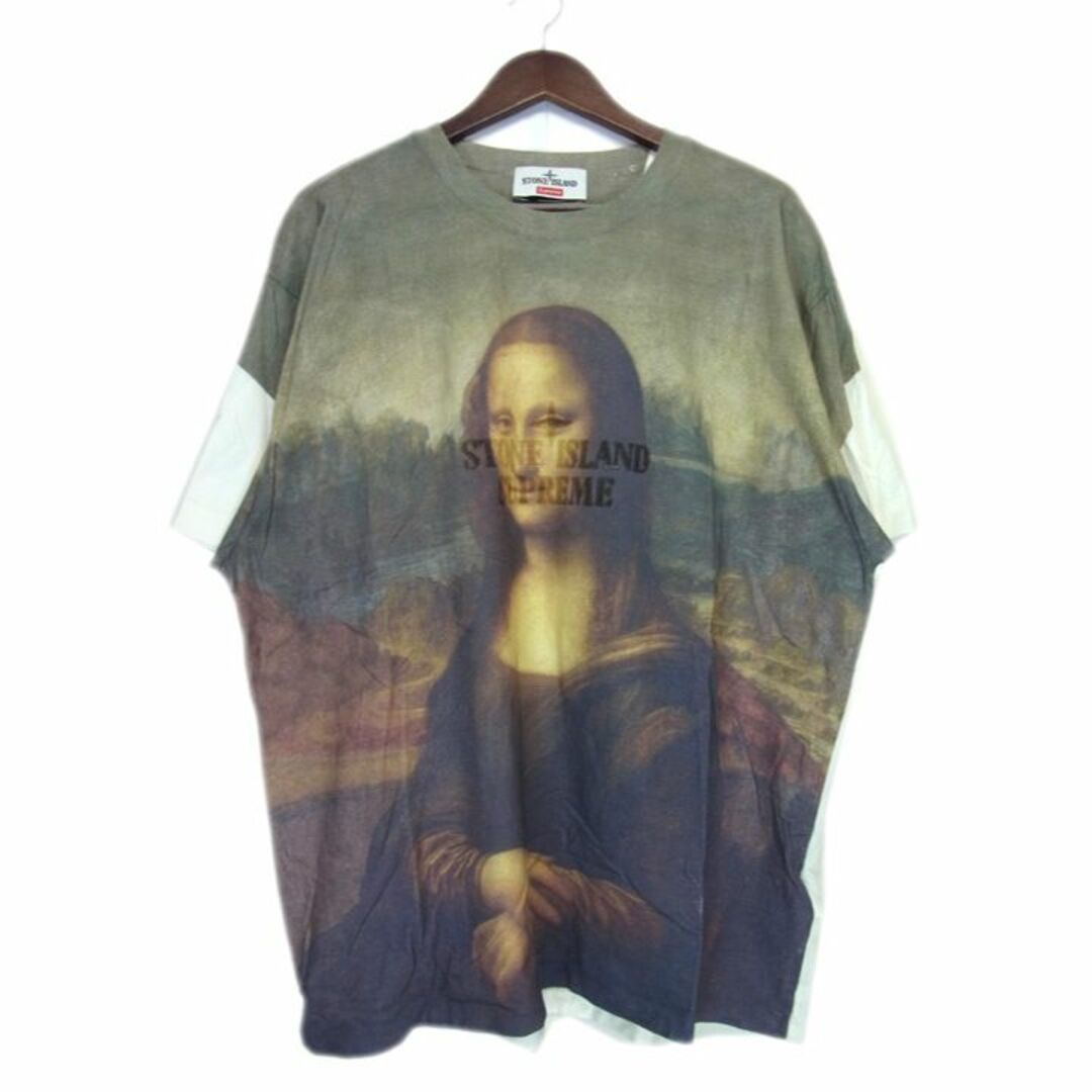 ホワイト×マルチカラーサイズシュプリーム Supreme × ストーンアイランド STONE ISLAND ■ 22SS 【 Stone Island S/S Top Mona Lisa 】 モナリザ クリアロゴ Tシャツ 30457