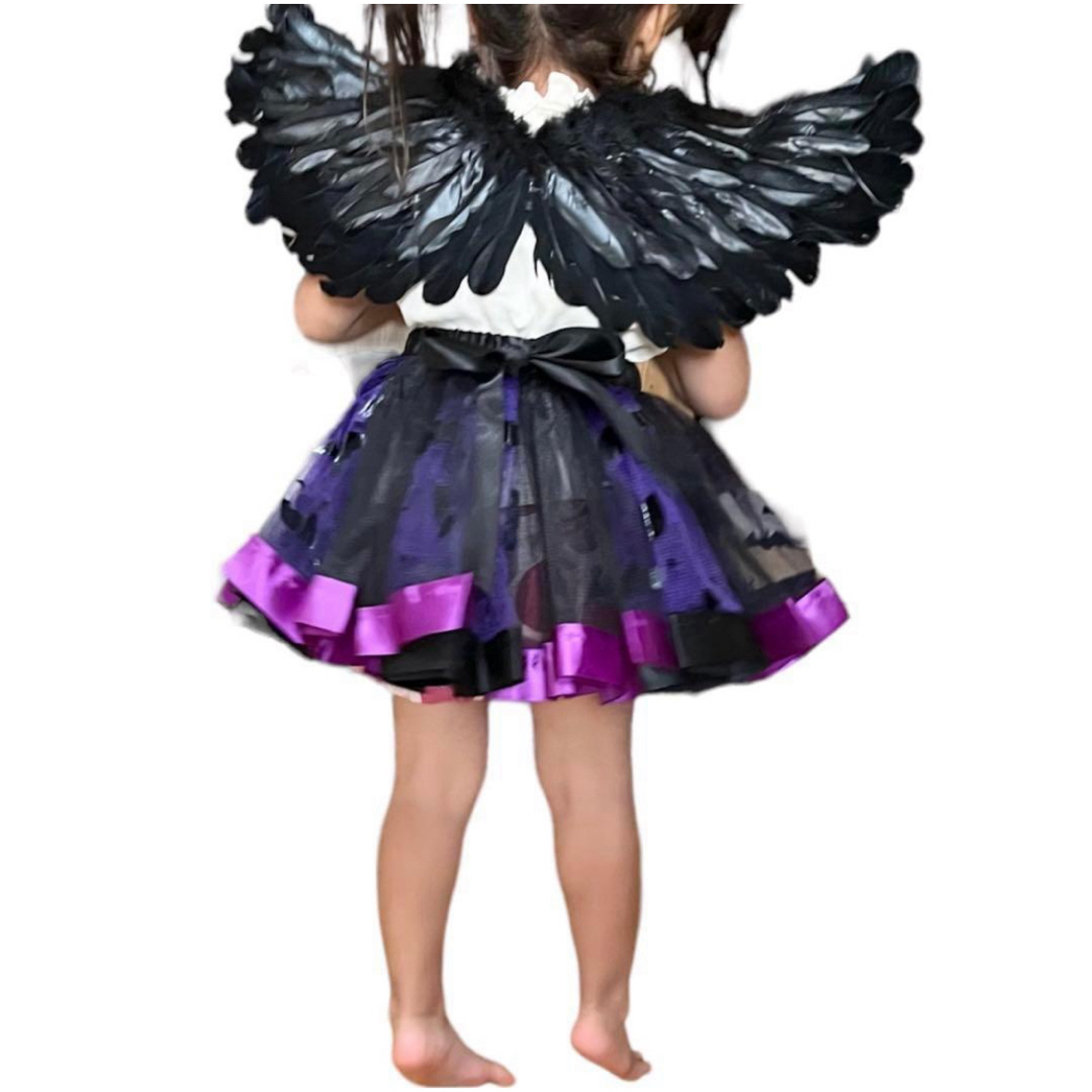 黒い天使 魔女 コスプレ 子供 チュールスカート 黒い羽 発表会 可愛い 衣装 エンタメ/ホビーのコスプレ(衣装一式)の商品写真