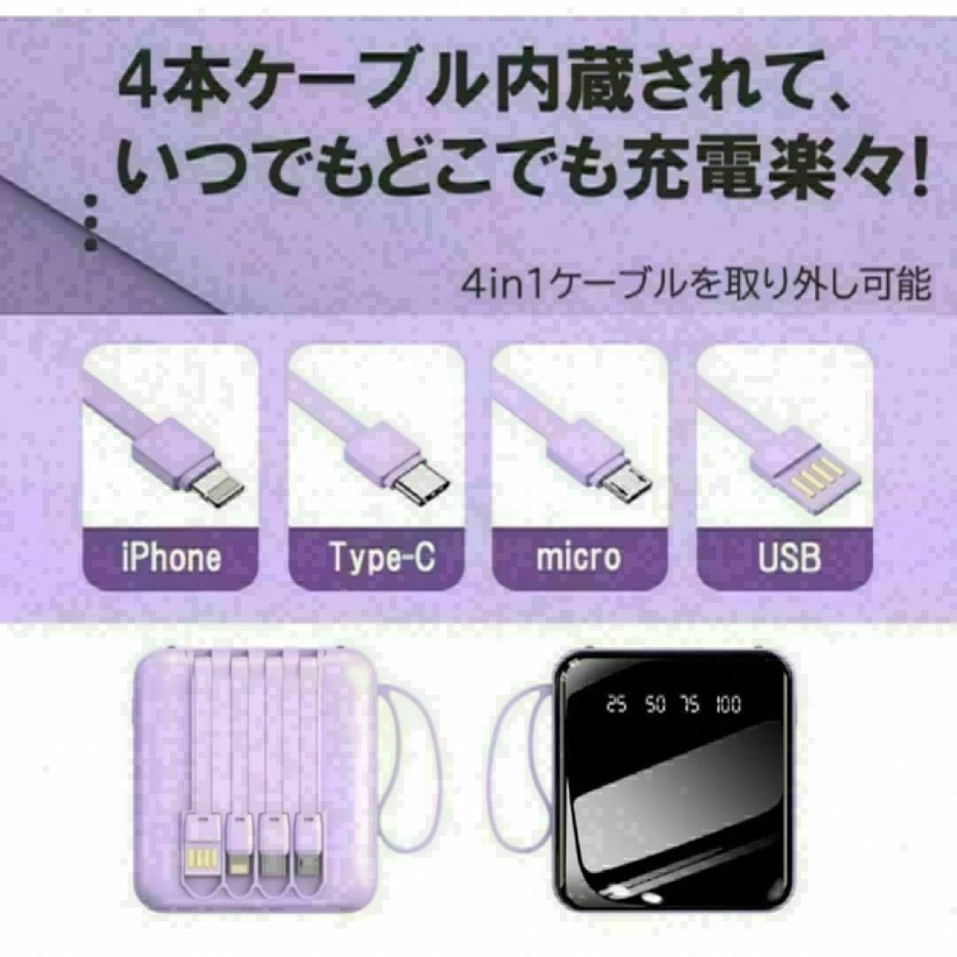 モバイルバッテリー 20000mAh 大容量 小型 iPhone パープルの通販 by