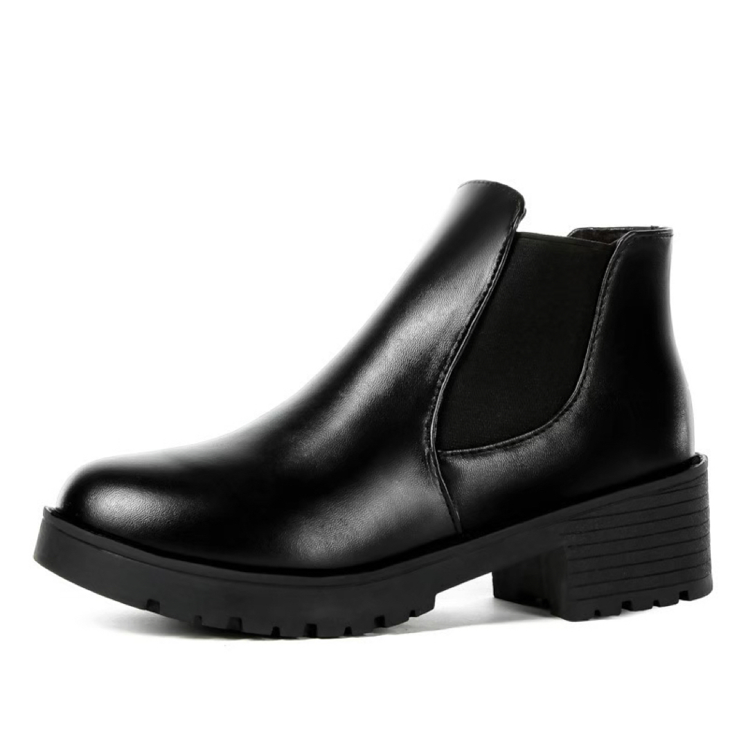 23cm レディース サイドゴアブーツ ショートブーツ ブラック 391Y❷ レディースの靴/シューズ(ブーツ)の商品写真