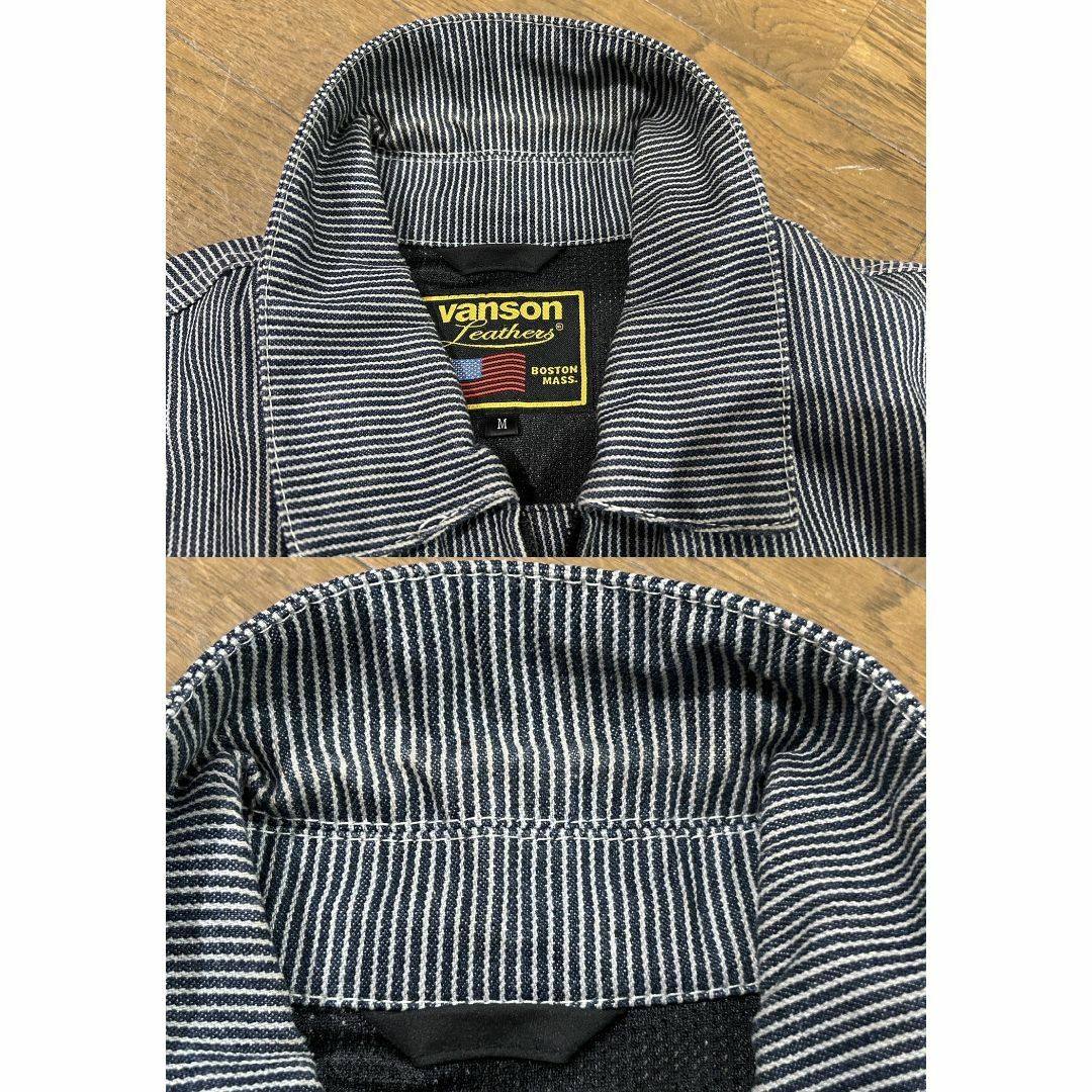 VANSON(バンソン)の＊VANSON ロゴ刺繍 ワッペン ヒッコリー ジップアップ ブルゾン M メンズのジャケット/アウター(ブルゾン)の商品写真