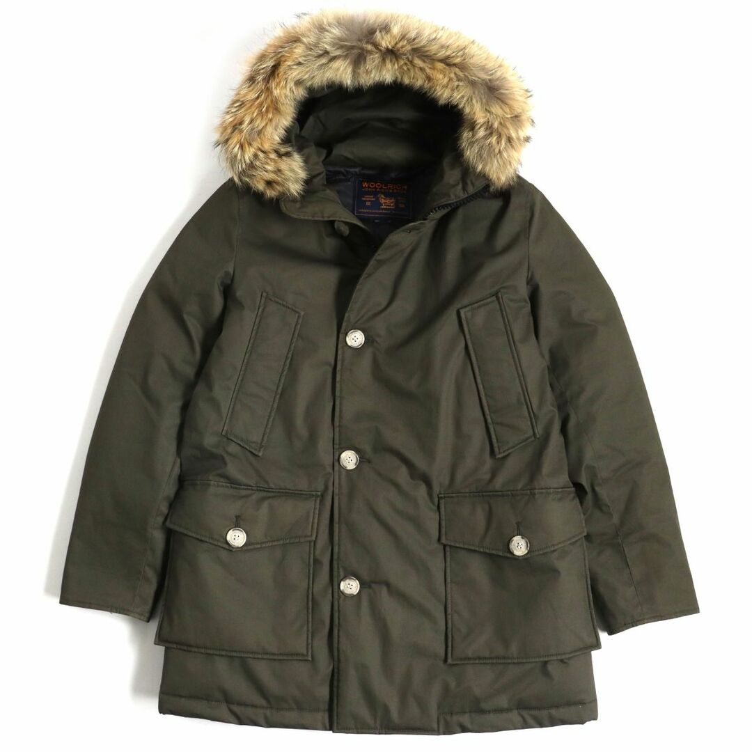 WOOLRICH(ウールリッチ)の良品▼ウールリッチ WOCP2724 LAMINATED COTTON ラミネートコットン ファー・フード付 ZIP ダウンコート カーキ US/XS(Mサイズ相当) 正規品 メンズのジャケット/アウター(ダウンジャケット)の商品写真