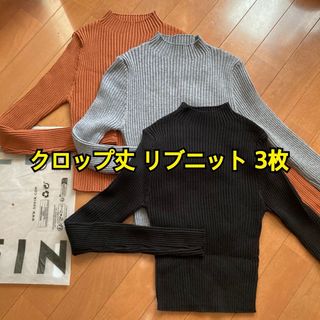 ザラ(ZARA)のSHEIN モックネック ハイネック クロップ ニット ALAND K-pop(ニット/セーター)