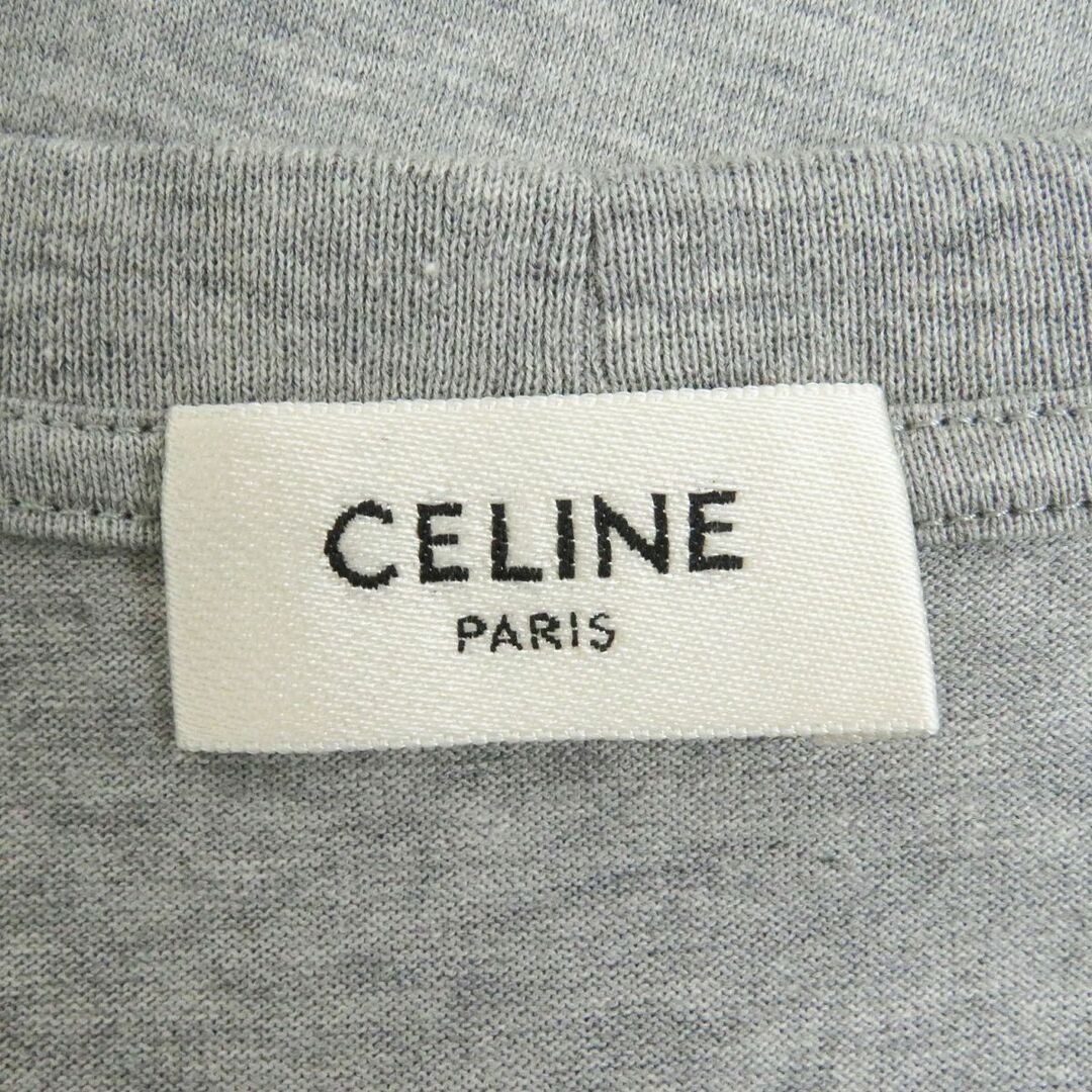 極美品□19SS CELINE/セリーヌ 2X308933F ジオメトリック ロゴプリント コットン100％ 半袖Tシャツ/カットソー グレー XS 伊製 正規品43cm着丈