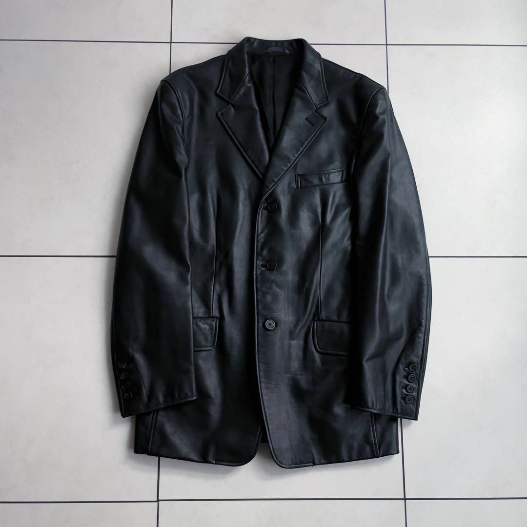 美品【paul smith】3B レザー テーラードジャケット52cm着丈