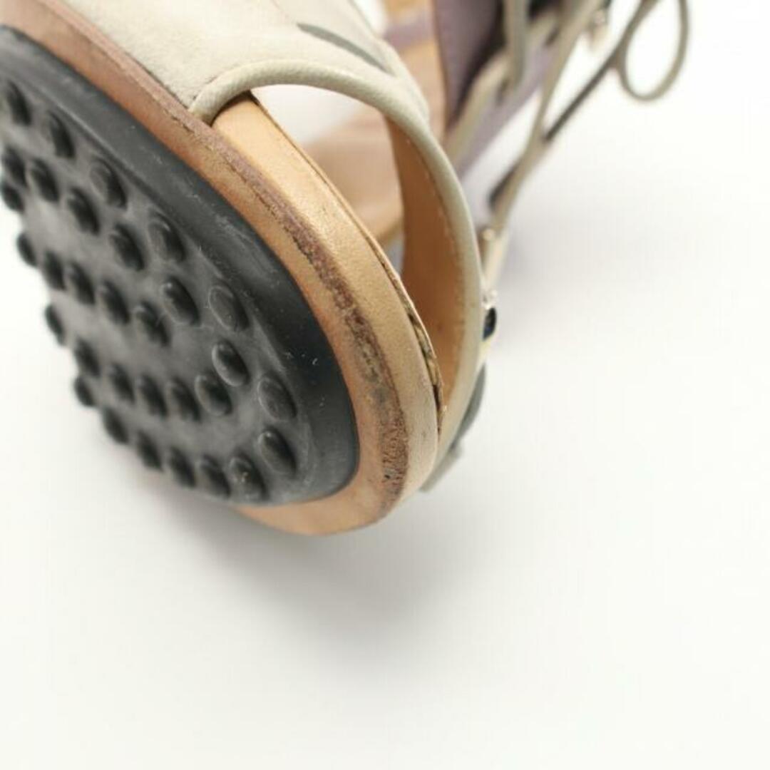 TOD'S(トッズ)の サンダル スエード レザー ベージュ ライトパープル レディースの靴/シューズ(サンダル)の商品写真